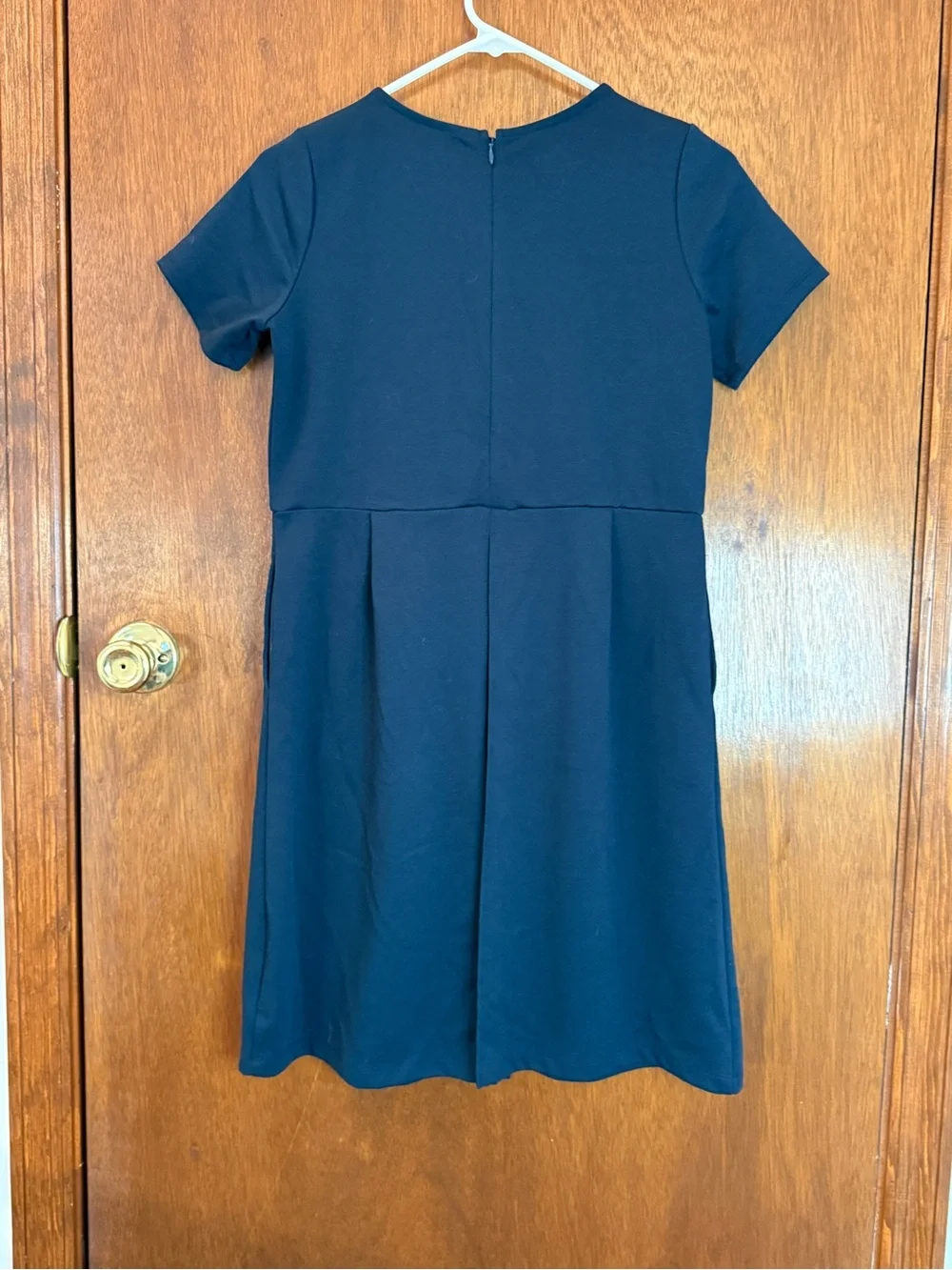Lands' End School Uniform Pleated Ponte Dress - Navy Size 16